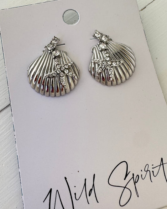 Aurelia Silver Scallop Shell Earrings