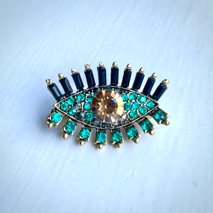 Green Evil Eye Brooch