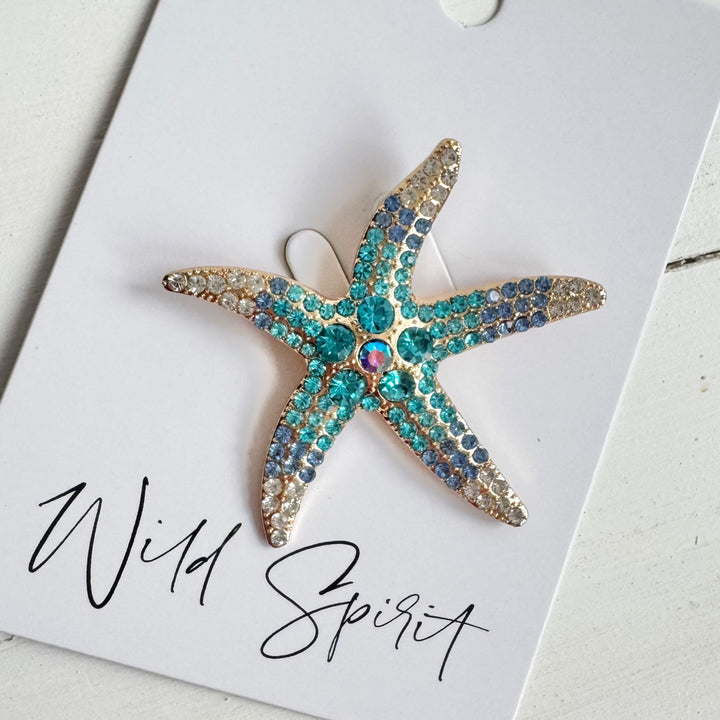 Blue Starfish Brooch