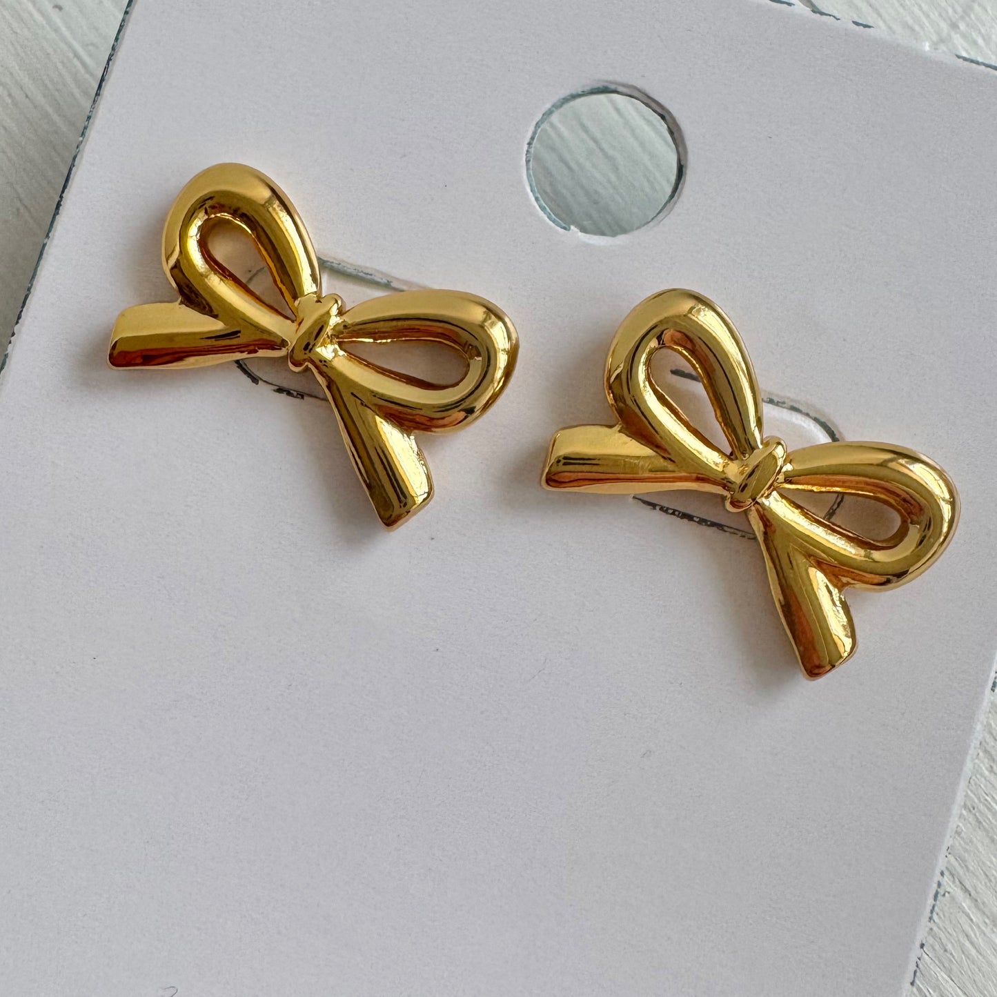 Waterproof Gold Plated Bow Earrings