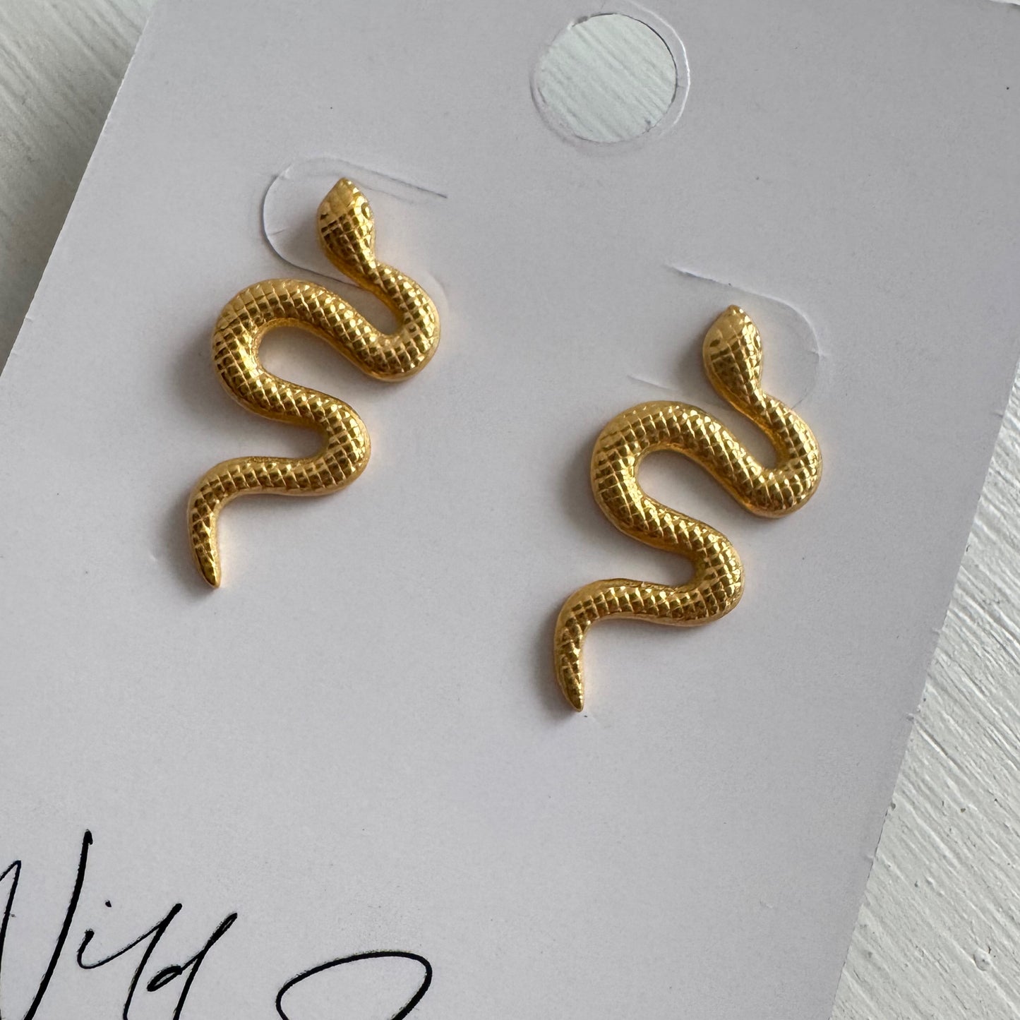 Waterproof 18K Gold Plated Snake Earrings