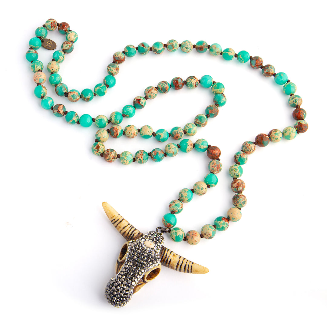 Bright Green Buffalo Pendant Necklace