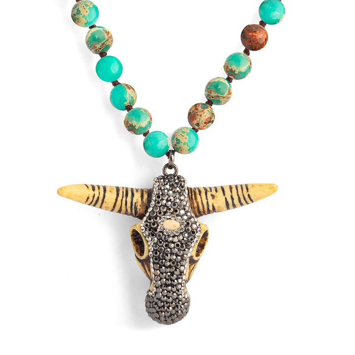 Bright Green Buffalo Pendant Necklace