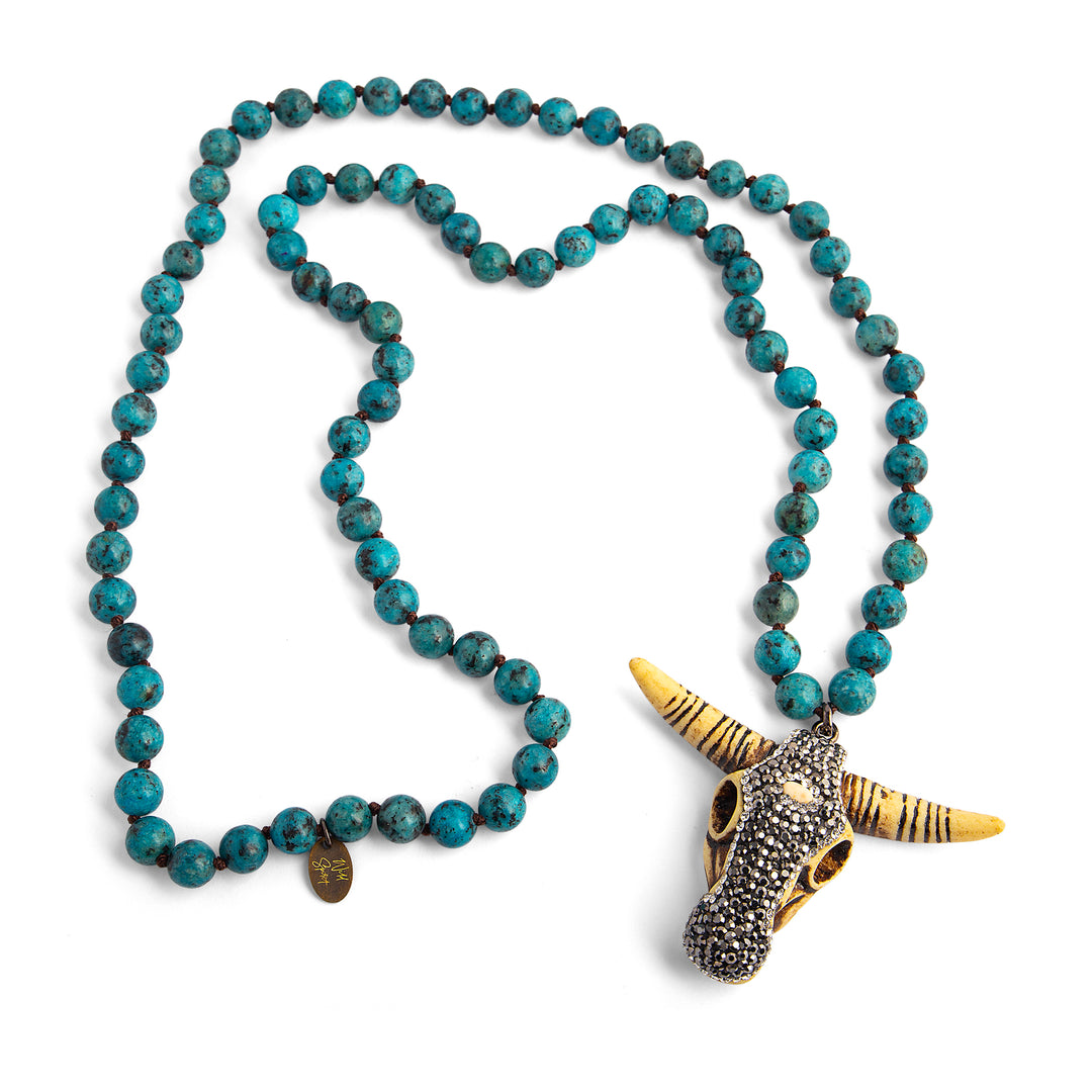 Teal Buffalo Pendant Necklace