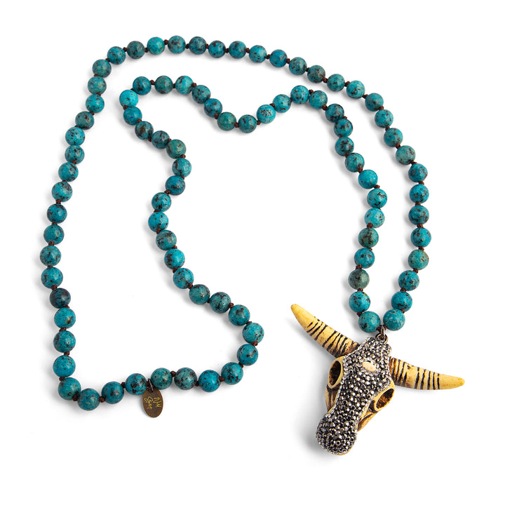 Teal Buffalo Pendant Necklace