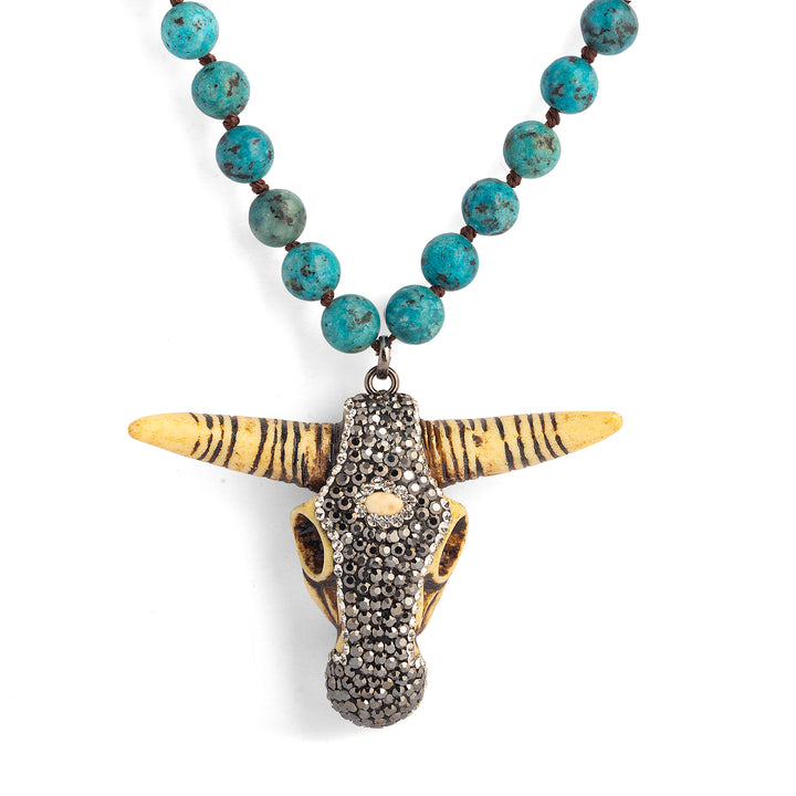 Teal Buffalo Pendant Necklace