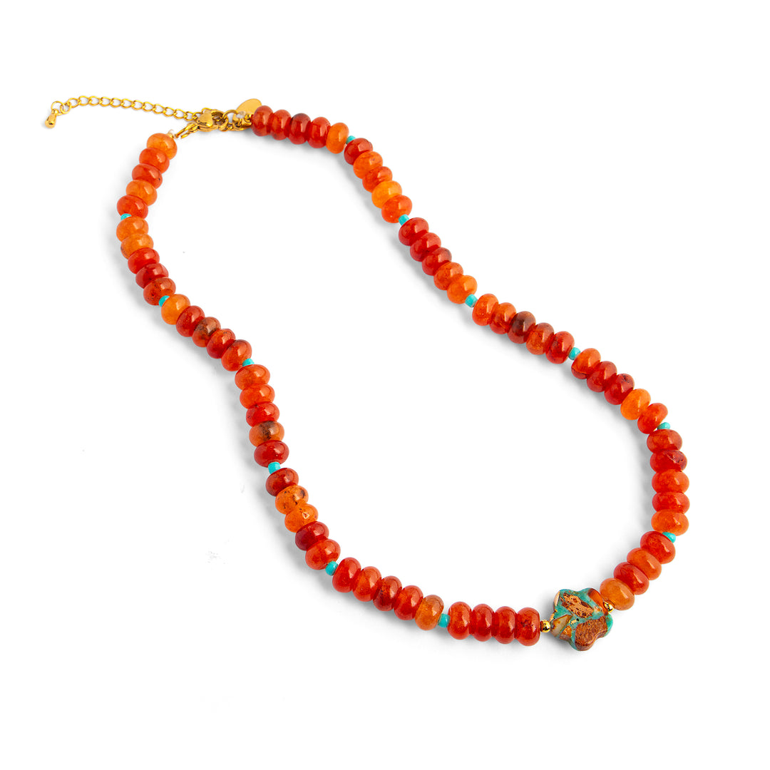 Orange & Turquoise Zora Short Necklace