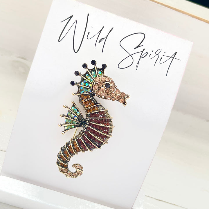 The Amber Seahorse Brooch