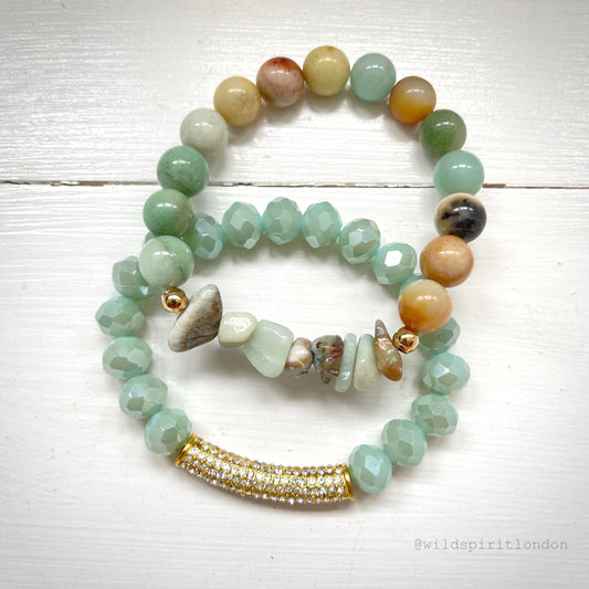 Amazonite Bling Set of 2 Bracelets