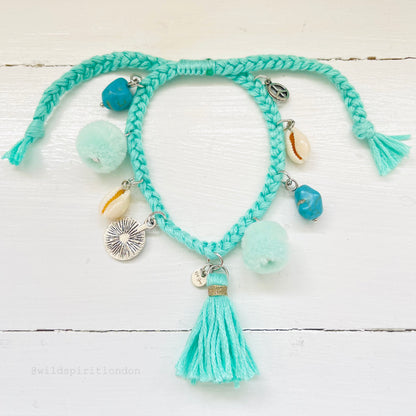 Dixie Pom-Pom Bracelet - Blue