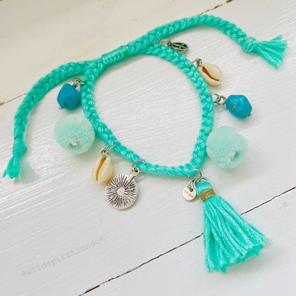 Dixie Pom-Pom Bracelet - Blue